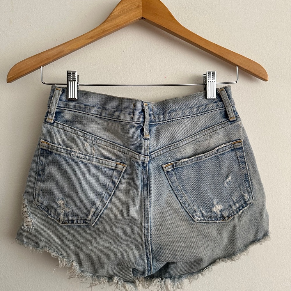 AGOLDE Frayed Hem Jean Shorts Light Blue SIZE 23 XXS 00 Extra SMALL Casual Tiny - Picture 3 of 4